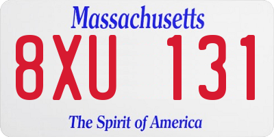 MA license plate 8XU131