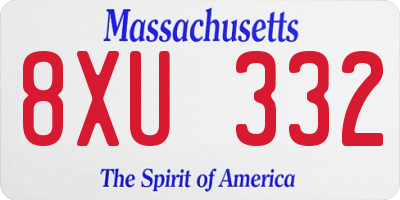 MA license plate 8XU332