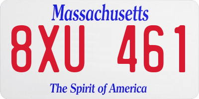 MA license plate 8XU461