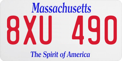 MA license plate 8XU490