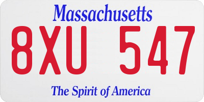 MA license plate 8XU547
