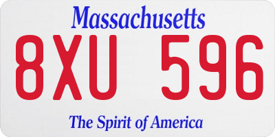 MA license plate 8XU596