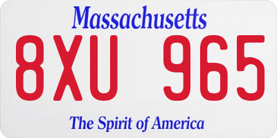 MA license plate 8XU965