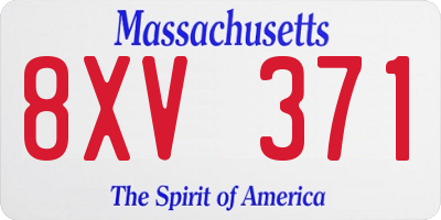 MA license plate 8XV371