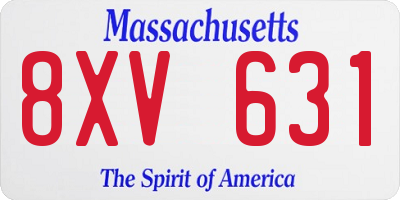 MA license plate 8XV631