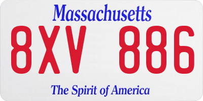 MA license plate 8XV886