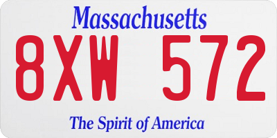 MA license plate 8XW572