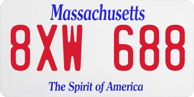 MA license plate 8XW688