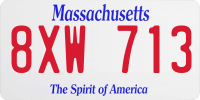 MA license plate 8XW713
