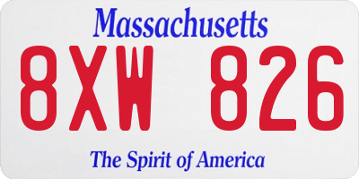 MA license plate 8XW826