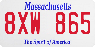 MA license plate 8XW865