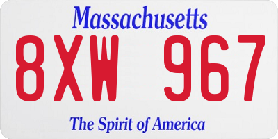 MA license plate 8XW967