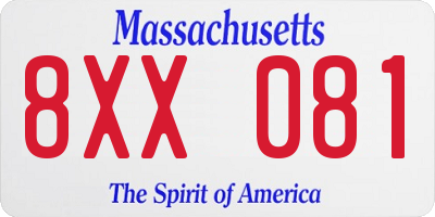 MA license plate 8XX081