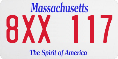 MA license plate 8XX117