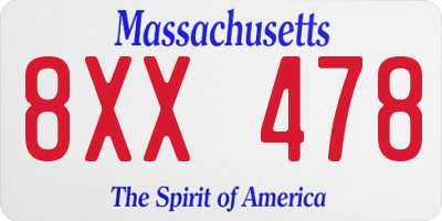 MA license plate 8XX478