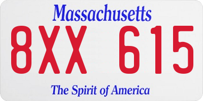 MA license plate 8XX615