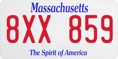 MA license plate 8XX859