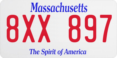 MA license plate 8XX897