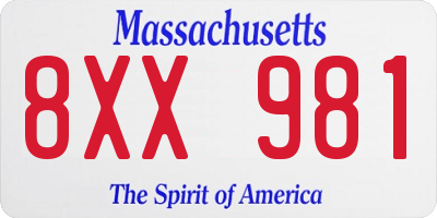 MA license plate 8XX981
