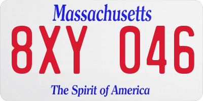 MA license plate 8XY046