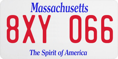 MA license plate 8XY066