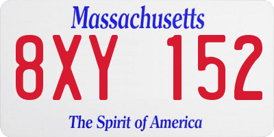 MA license plate 8XY152