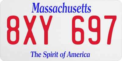 MA license plate 8XY697