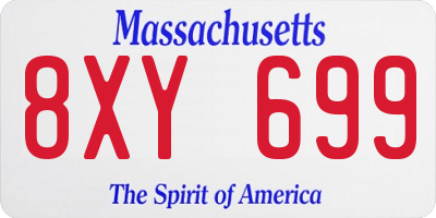 MA license plate 8XY699