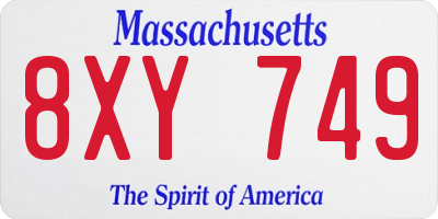 MA license plate 8XY749