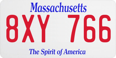 MA license plate 8XY766