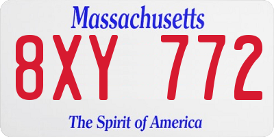 MA license plate 8XY772
