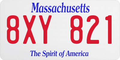 MA license plate 8XY821