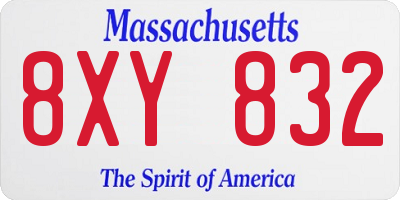 MA license plate 8XY832
