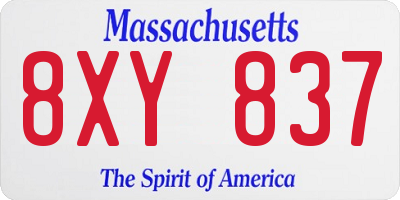 MA license plate 8XY837