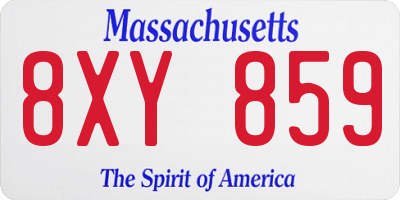 MA license plate 8XY859