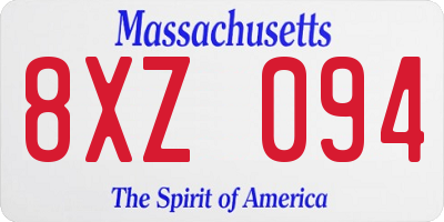MA license plate 8XZ094