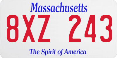 MA license plate 8XZ243