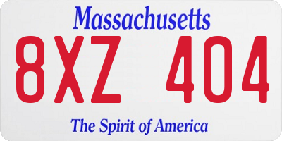 MA license plate 8XZ404