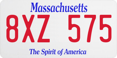MA license plate 8XZ575