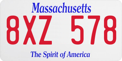 MA license plate 8XZ578