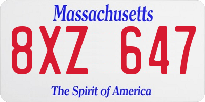 MA license plate 8XZ647