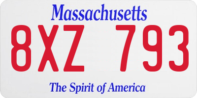MA license plate 8XZ793