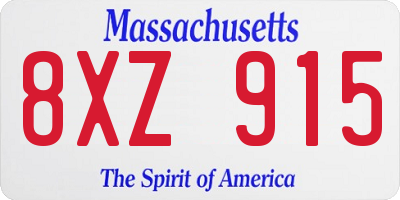 MA license plate 8XZ915