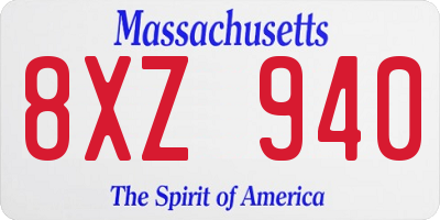 MA license plate 8XZ940