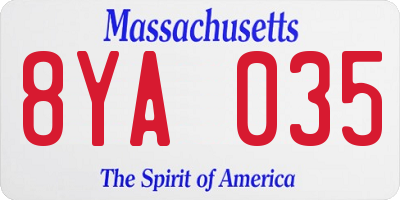 MA license plate 8YA035