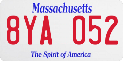 MA license plate 8YA052