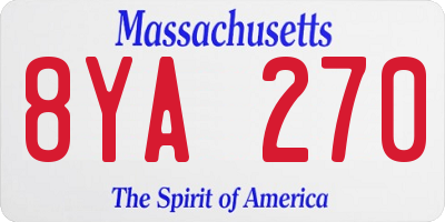 MA license plate 8YA270