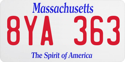MA license plate 8YA363