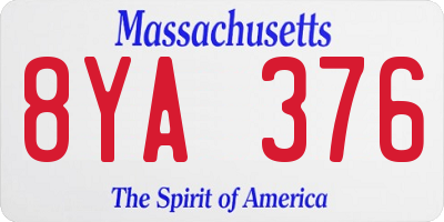 MA license plate 8YA376
