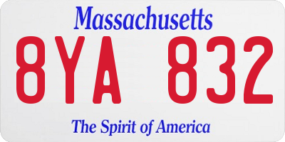 MA license plate 8YA832